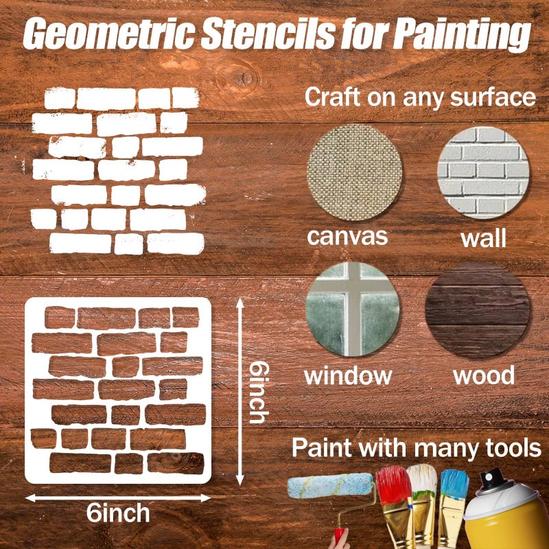 Felixcraft 16PCS Geometric Stencils for Painting  Reusable Abstract Layering Stencils for Crafts Reusable on Wood  Furniture  Floor  and DIY Home Decor - Image 5